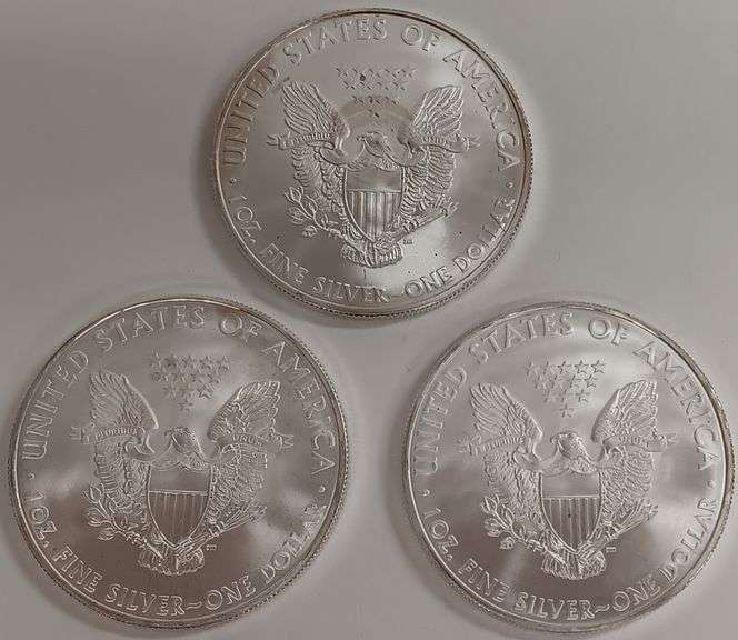 (3) 1oz .999 Fine Silver American Silver Eagle Bullion Rounds, 3 times the money