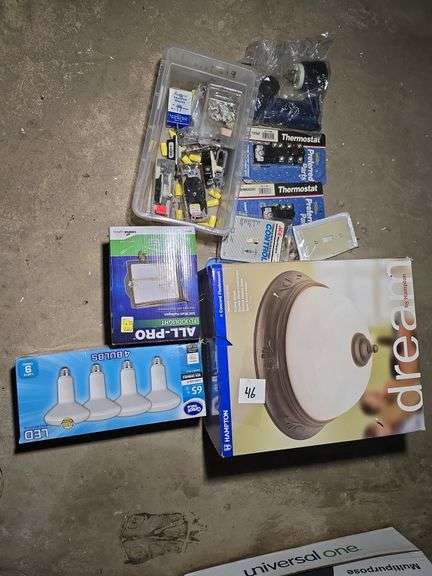 ASST. ELECTRICAL. LIGHT BULBS, LIGHT FIXTURES.