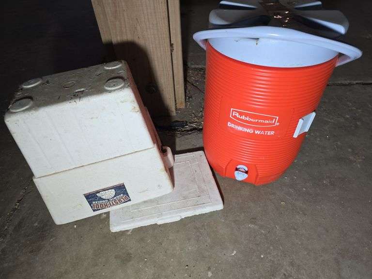 WATERCOOLER AND STYROFOAM COOLER.