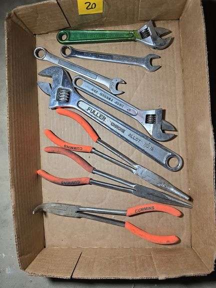 CRESCENT WRENCHES AND NEEDLE NOSE PLIERS.