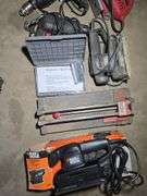 ELECTRIC DRILLS, SANDERS, MITER BOX.