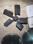 1968 FORD MUSTANG HUB CAPS. SOME DINGS. REAR SHACKLE KIT. FAN.