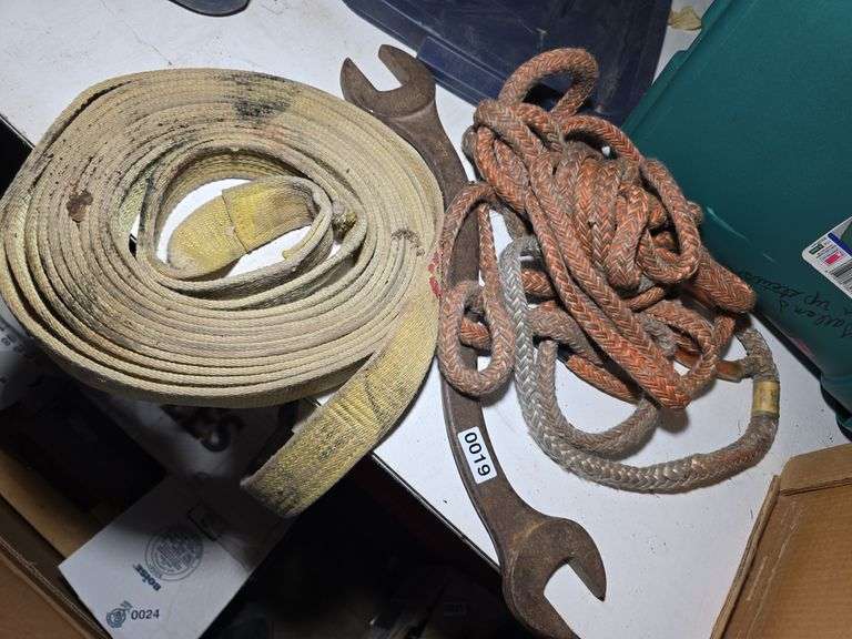 RIGGING STRAP, ROPE, WRENCH.