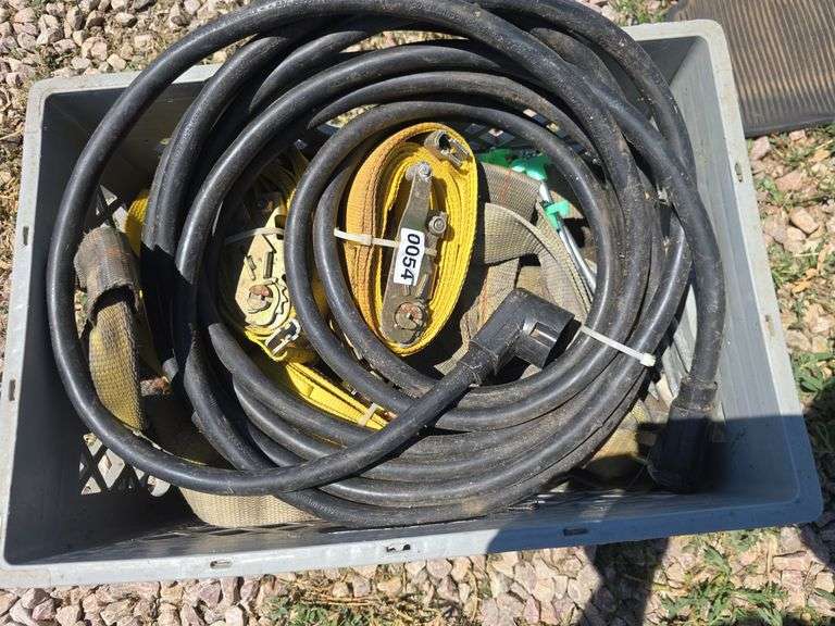 30AMP RV CORD AND ENCLOSED TRAILER STRAPS.