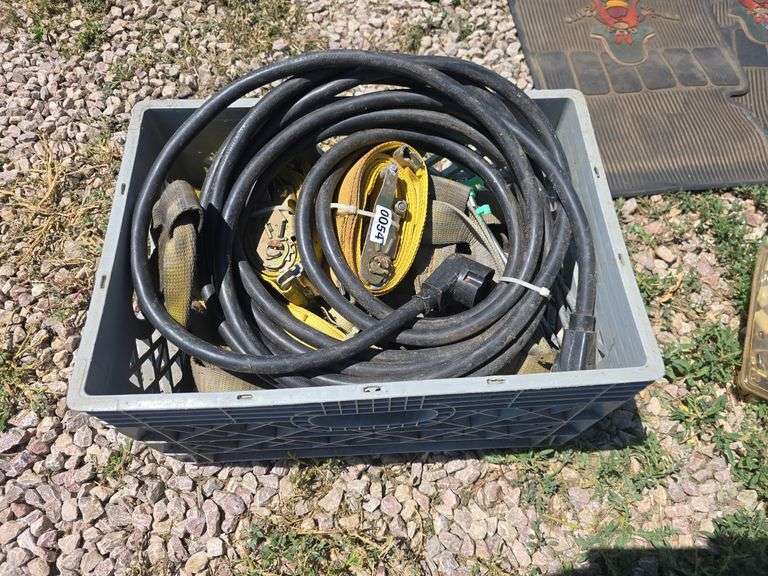 30AMP RV CORD AND ENCLOSED TRAILER STRAPS.