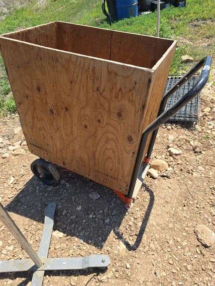 HAND CART WITH WOODEN BOX.