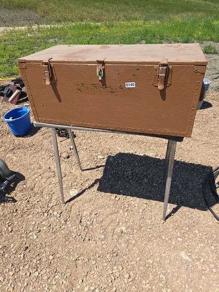 WOOD CRATE AND TABLE.