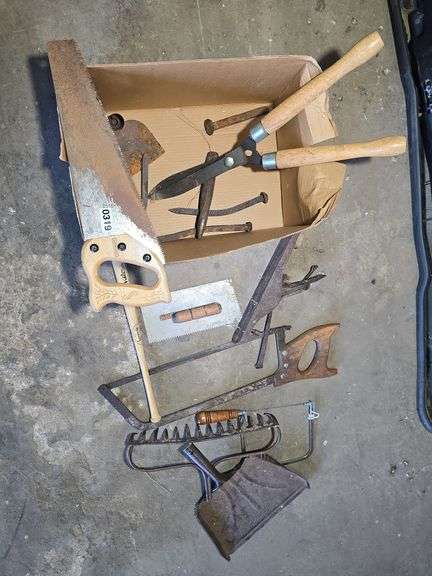 SAWS, SHEARS, BENT RAILROAD SPIKES