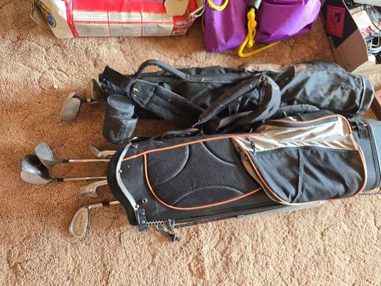 KIDS LEFT HAND GOLF CLUBS AND A FEW ADULT RIGHT HAND GOLF CLUBS.