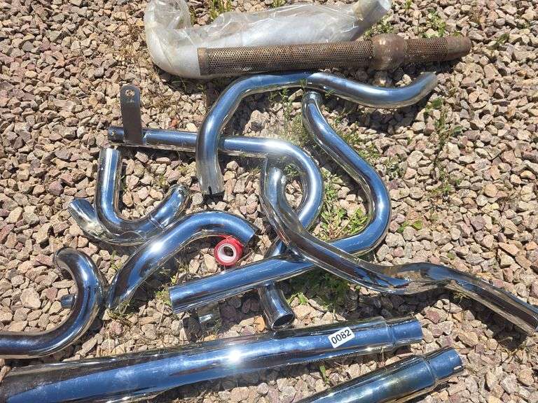 CHROME MOTORCYCLE EXHAUST PARTS.