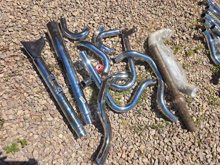 CHROME MOTORCYCLE EXHAUST PARTS.