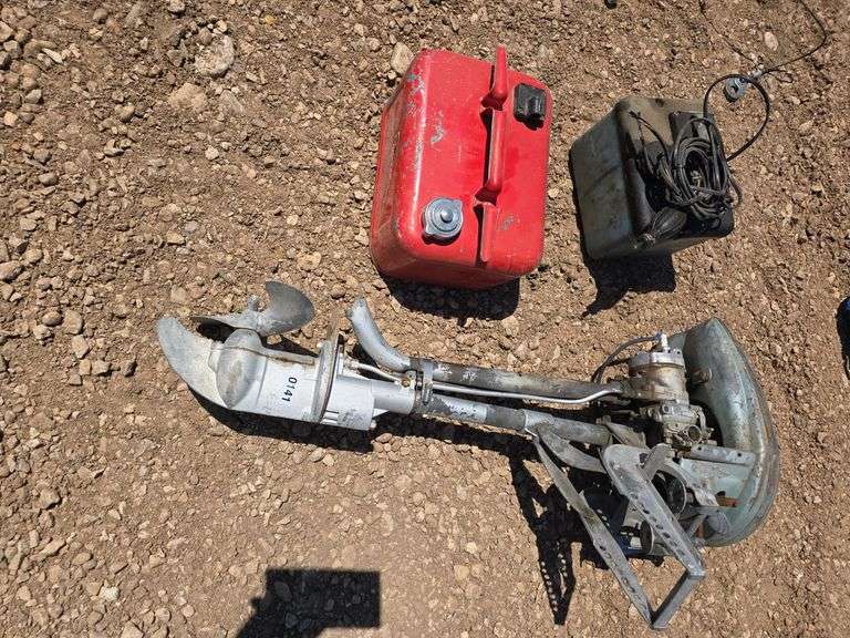 BOAT ENGINE AND GAS TANK, UNKNOWN CONDITION.