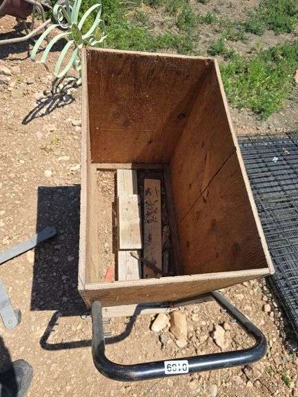 HAND CART WITH WOODEN BOX.