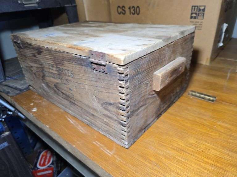 WOODEN HIGH EXPLOSIVES CRATE.