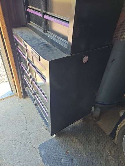CRAFTSMAN TOOL BOX. BASE IS 26.75" WIDE 18" DEEP. TOTAL IS 60" TALL.