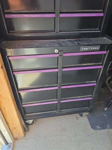 CRAFTSMAN TOOL BOX. BASE IS 26.75" WIDE 18" DEEP. TOTAL IS 60" TALL.