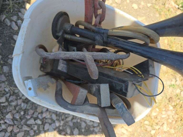 CAR HORNS. POTATO FORK.