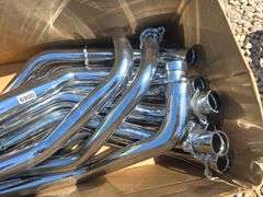 CHROME MOTORCYCLE EXHAUST PARTS.