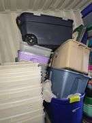 3 STACKS OF TOTES, NO LIDS. NO CONTENTS INCLUDED.