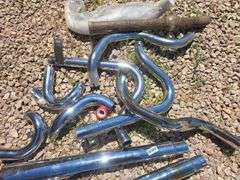 CHROME MOTORCYCLE EXHAUST PARTS.