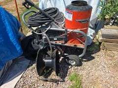 ALKOTA 120AX4 ELECTRIC PRESSURE WASHER WITH DIESEL BURNER AND HOSE REEL. OWNER STATES IT WORKS.