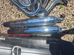 CHROME MOTORCYCLE EXHAUST PARTS.