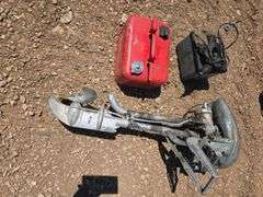 BOAT ENGINE AND GAS TANK, UNKNOWN CONDITION.