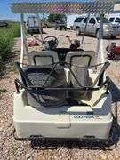 COLUMBIA GAS GOLF CART. RUNS REALLY GOOD! CAN'T SET PARK BRAKE, BRACKET NEEDS REPAIR. BATTERY. GOOD WHEELS AND TIRES JUST PUT ON!