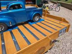 1948 FORD F-1 SHOW TRUCK. 2WD. GOOD TIRES. FEW DINGS. SHOWS 6803 MILES. FORD 9" REAR END. MUSTANG II FRONT END. 1979 302CI FORD V8. AOD AUTOMATIC WITH OVERDRIVE TRANS. RUNS AND DRIVES FAST! EDELBROCK 4BBL CARB, HIGH RISE INTAKE.  NEW WATER PUMP. SHAVED DOOR HANDLES, 2 FOBS. MATCHING GO CART, 5HP, RIDE ON THE BOX. 250LB CAPACITY. ***THIS VEHICLE SELLS WITH TITLE***
