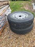 GOOD 245/75R16 TIRE ON WHEEL. OTHER 235/80R17 NO WHEEL, DECENT TREAD.