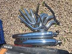 CHROME MOTORCYCLE EXHAUST PARTS.