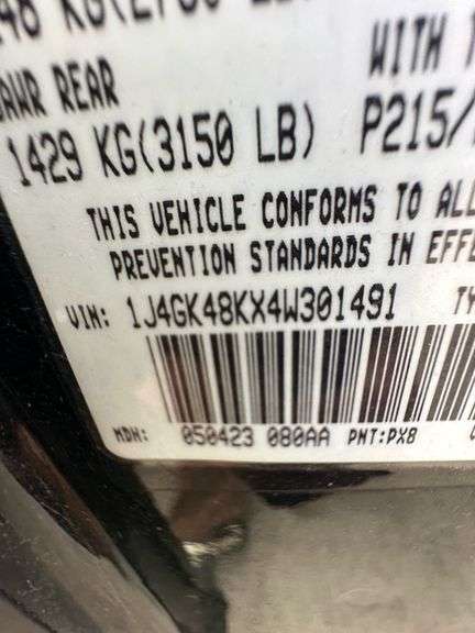 2004 JEEP Liberty Sport 1J4GK48KX4W301491 VMI-2516-0120-MI