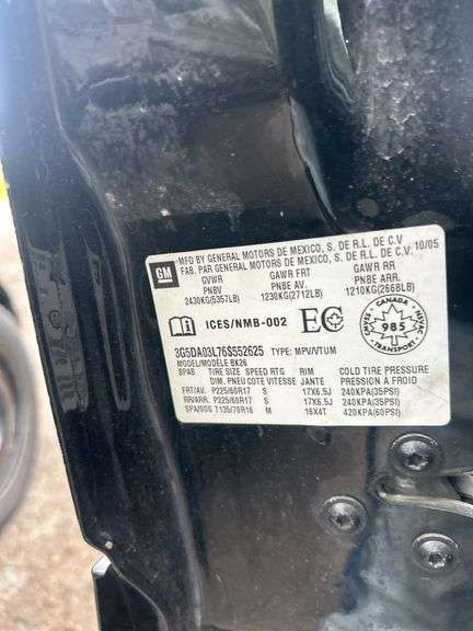 2006 BUICK Rendezvous CXL 3G5DA03L76S552625 VMI-2518-0230-MI