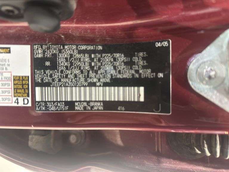 2005 TOYOTA Highlander STD JTEEP21A350120799 VMI-2520-0809-MI