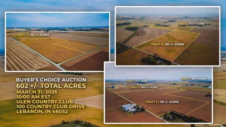 602 +/- Acres West Central Indiana - Buyer's Choice Auction