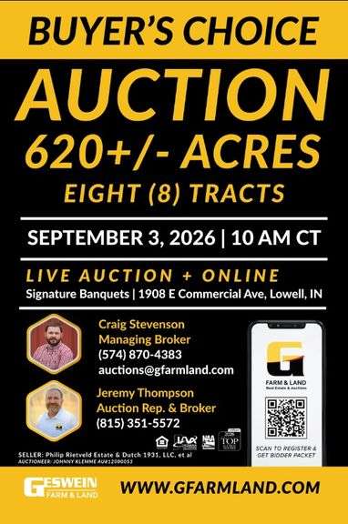 620+/- Acre Buyer's Choice Auction | Lowell, Indiana
