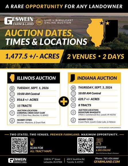 620+/- Acre Buyer's Choice Auction | Lowell, Indiana