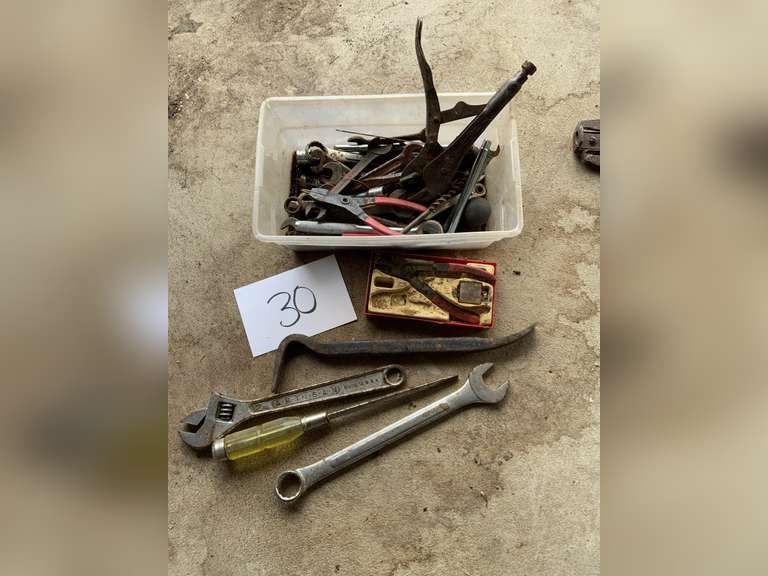 Tub of Wrenches, Ring Pliers, etc.