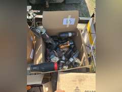 Assorted electric tools and battery operated tools. Heat gun, side grinders, drills with chargers. ￼