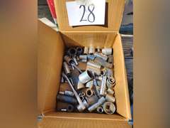 Pneumatic and electric ratchets and box of sockets.