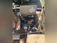 Assorted electric tools and battery operated tools. Heat gun, side grinders, drills with chargers. ￼