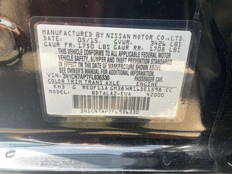 2015 Nissan Versa 4 Door Sedan