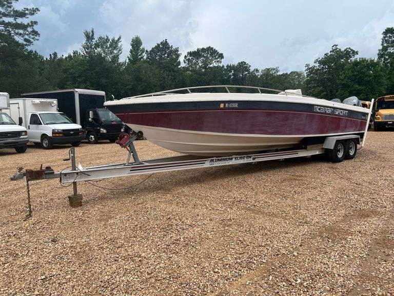 1985 Wellcraft Scarab Sport 29' Center Console Boat w/ Tandem Axle Trailer