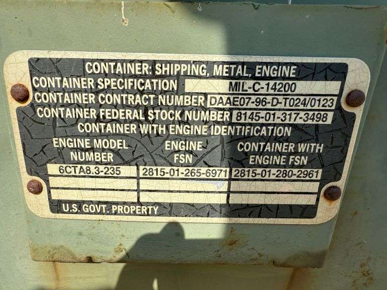 Cummins 8.3L 6CTA Turbo Engine w/ Military Crate