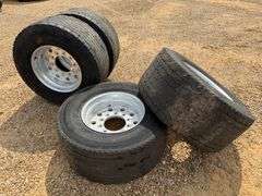 (4) Michelin X One Line 455/55 R22.5 Tires w/ Rims