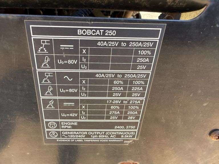 Miller Bobcat 250 AC/DC Welder/Generator