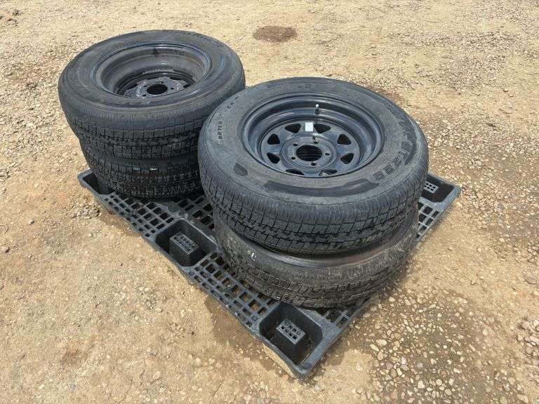 (4) Radial CastleRock ST205/75 R15 Tires with Rims