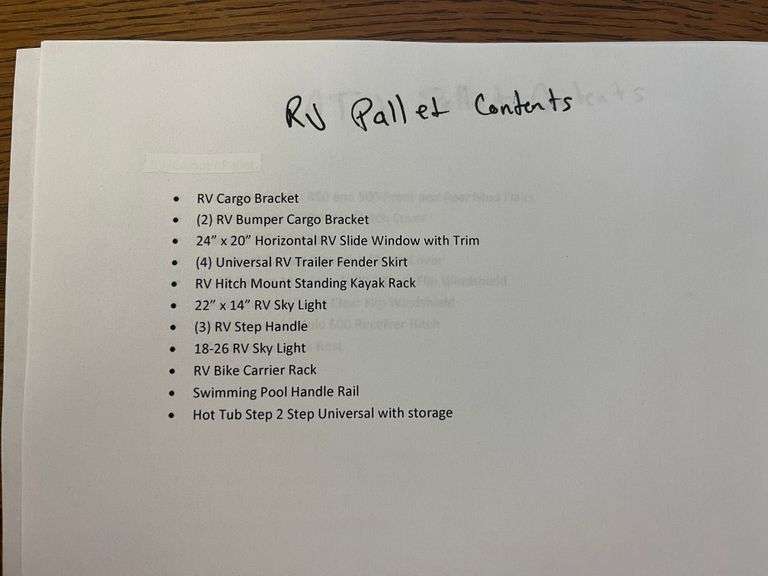 Pallet of RV Part Returns