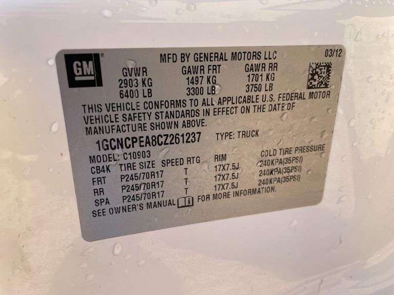 2012 Chevrolet Silverado 1500 2 Door Regular Cab Pickup Truck (106,947 Miles)-Transmission Issue