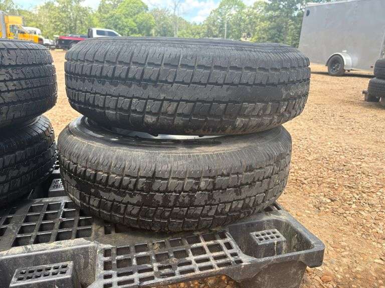 (4) Goodyear ST225/75 R15 Trailer Tires with Rims
